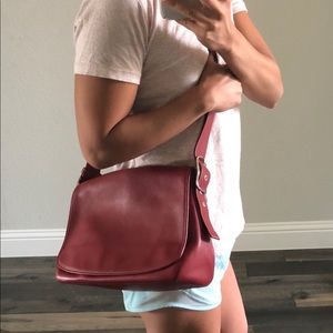 Authentic red leather Coach